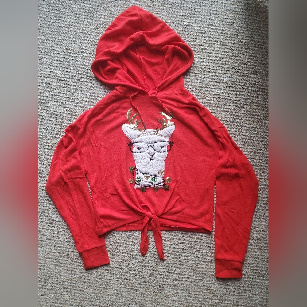 Llama Christmas cropped hoodie
